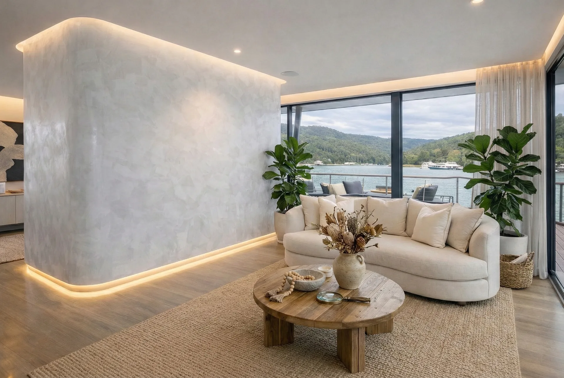 Lime plaster feature wall